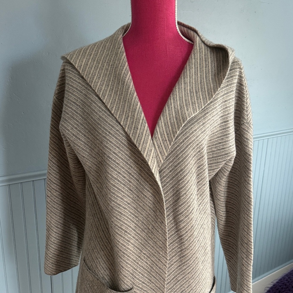 Tahari Pure Lux cashmere gray Striped Women's Cardigan
